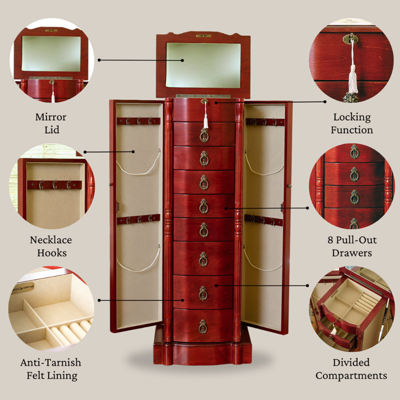 Astoria Grand Kennell 14'' Wide Freestanding Jewelry Armoire & Reviews